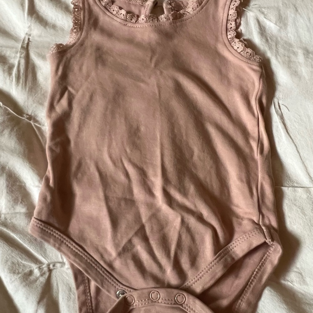 Colored Organics Mauve Lace Trim Bodysuit